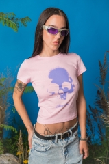 Baby Tee Calavera Rosa