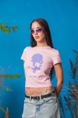 Baby Tee Calavera Rosa